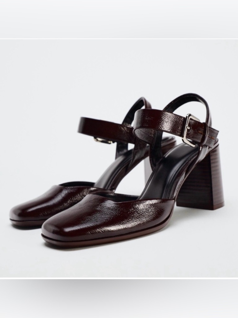 NWT Zara Block High Heels 6 Burgundy Red